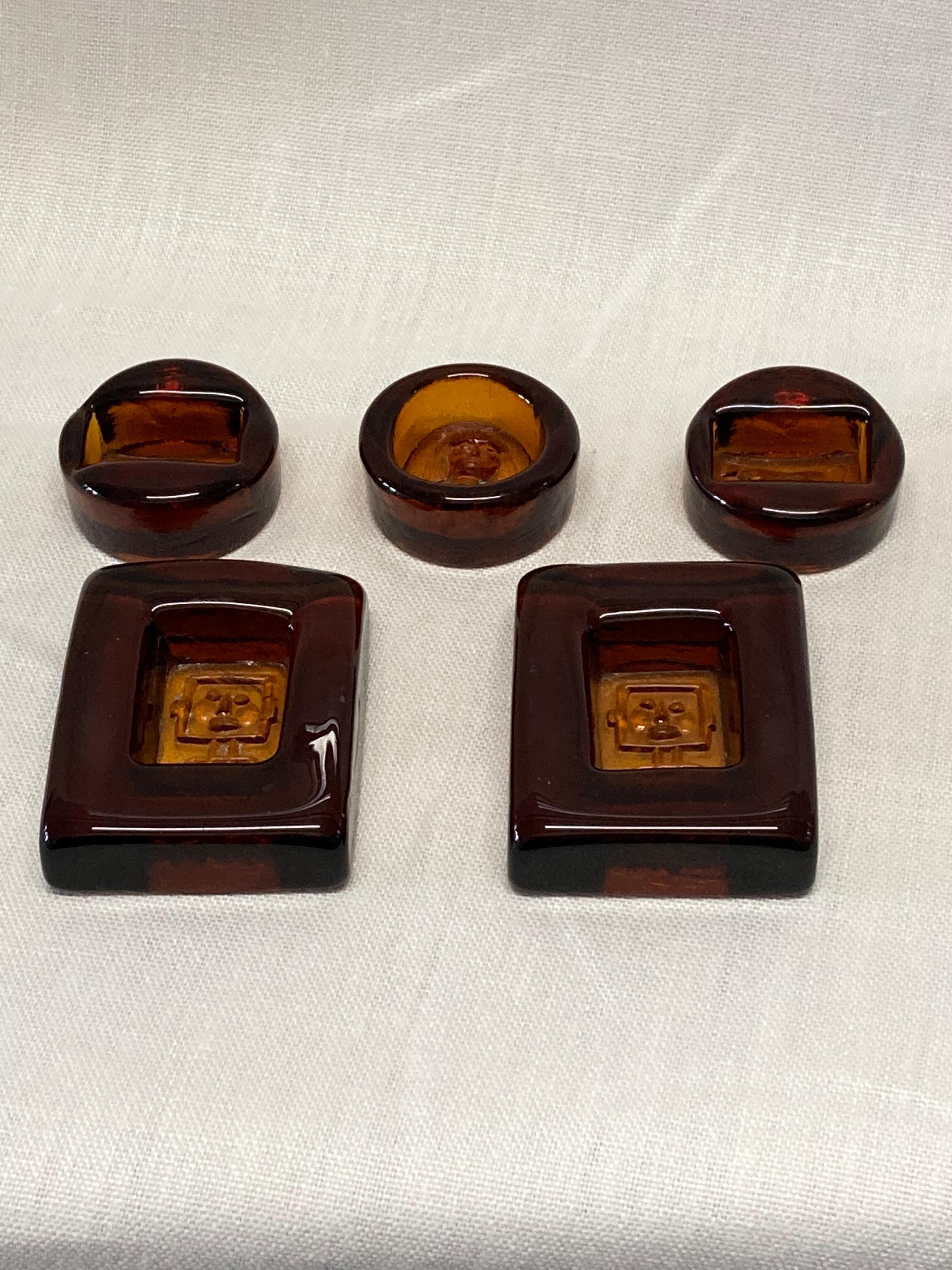 Mid-Century Modern Set of 5 1950s Art Glass Pieces by Erik Hoglund for Boda, Sweden