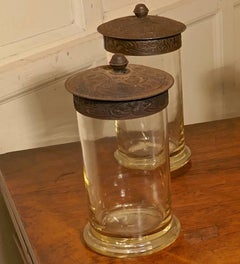 Set of Five 19th Century Rountree’s Sweet Gums Jars with Chocolate Box