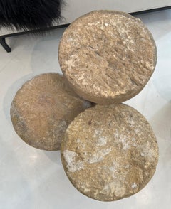 Set of 5 Acacia Wood and Bourgogne Stone Tables