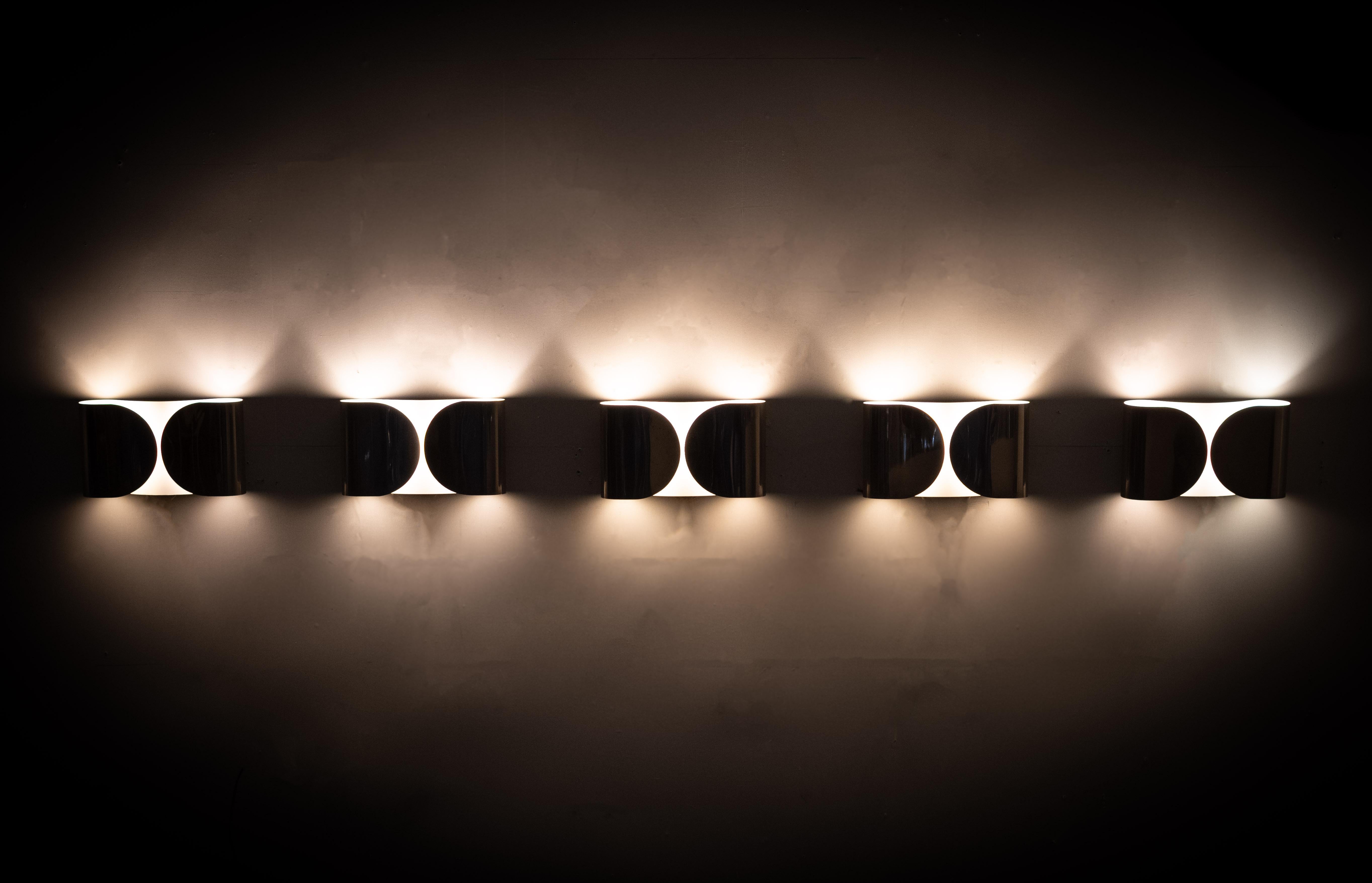 set of 5  Afra and Tobia Scarpa “Foglio” wall lights, 1970s Italy For Sale 2