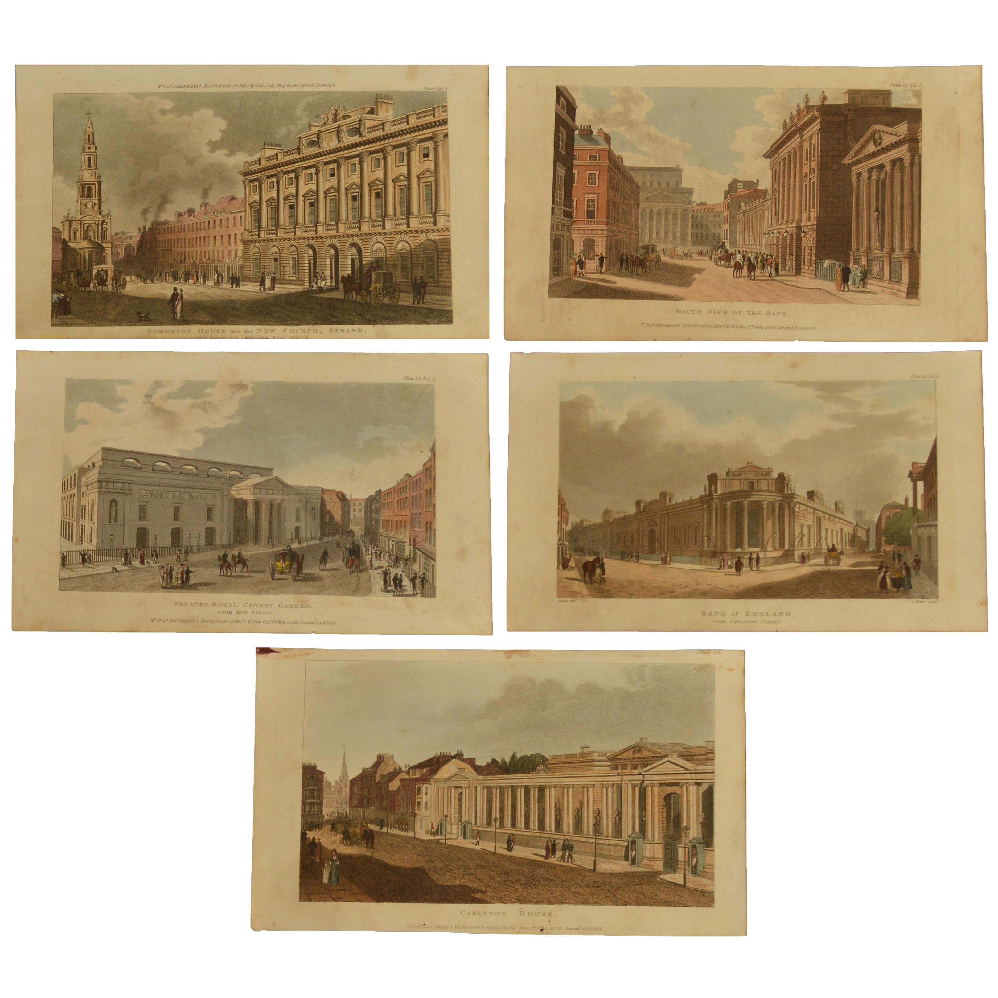 Wonderful set of prints of London's Architecture

Aquatints with original color after the original drawings by Pugin

From Ackermanns Reository. Dated 1809.

Mounted on black card.

Unframed.

The measurement given below is the card