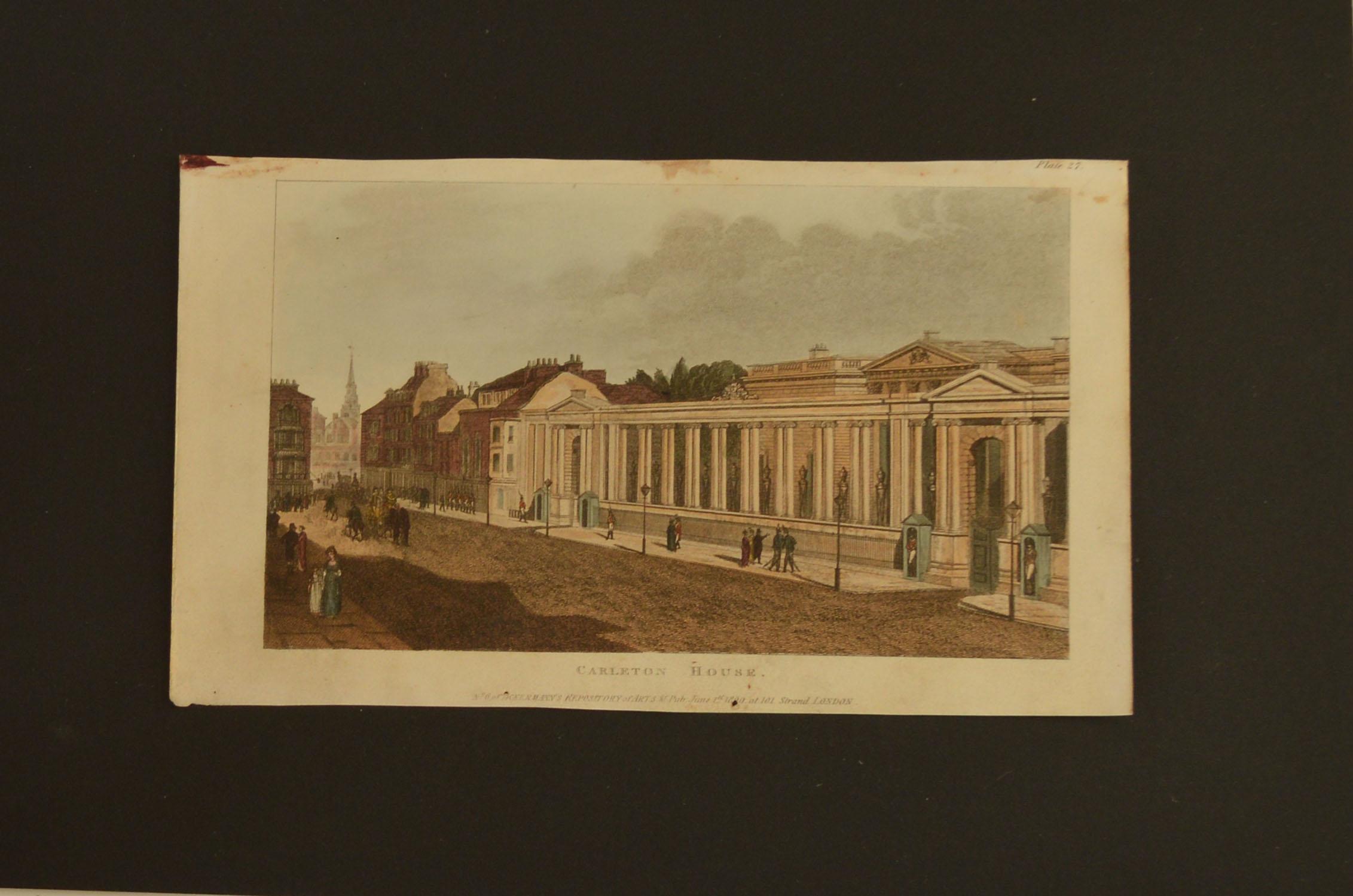 Georgian Set of 5 Antique Architectural Prints of London after Pugin, Dated 1809