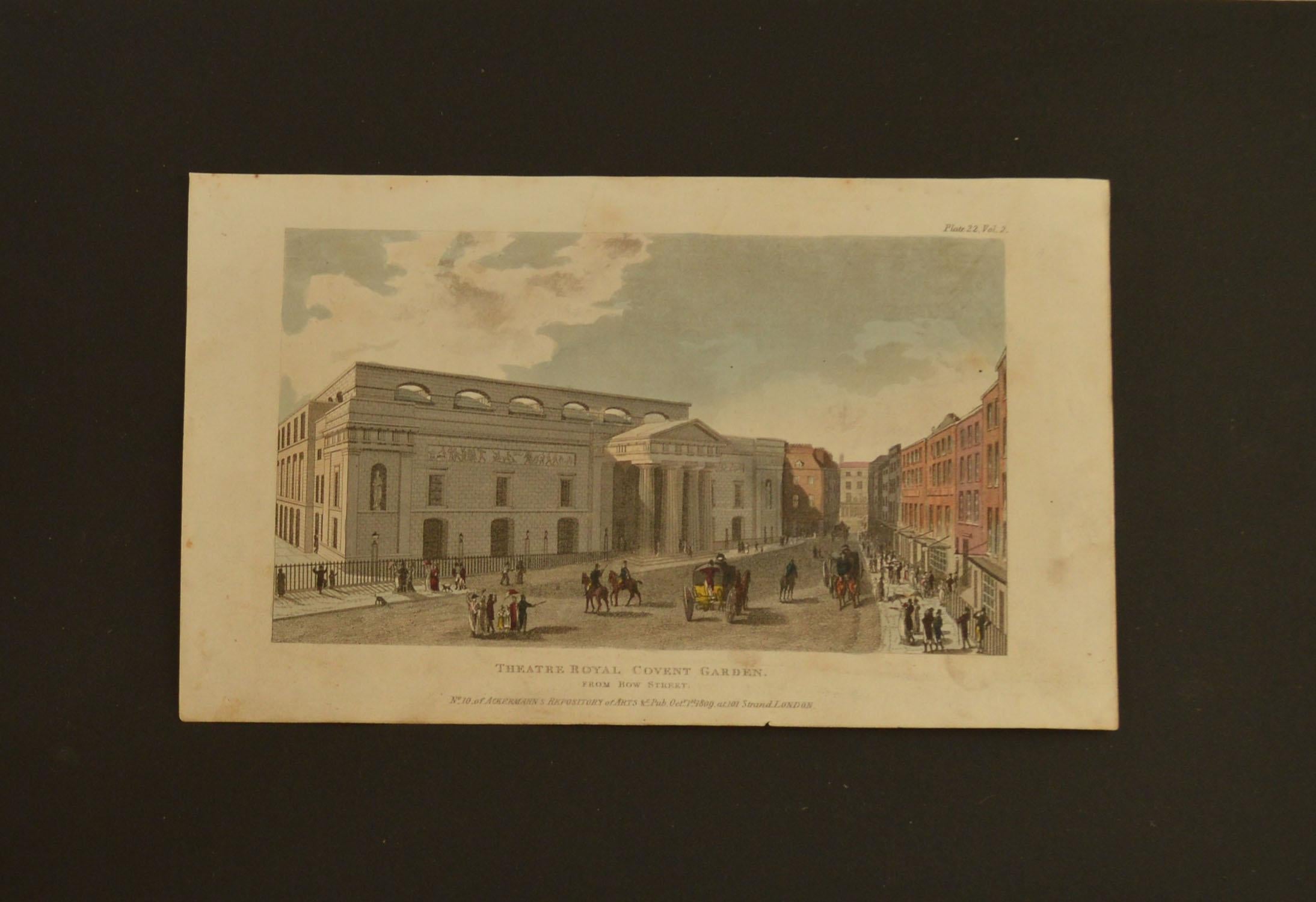 Other Set of 5 Antique Architectural Prints of London after Pugin, Dated 1809