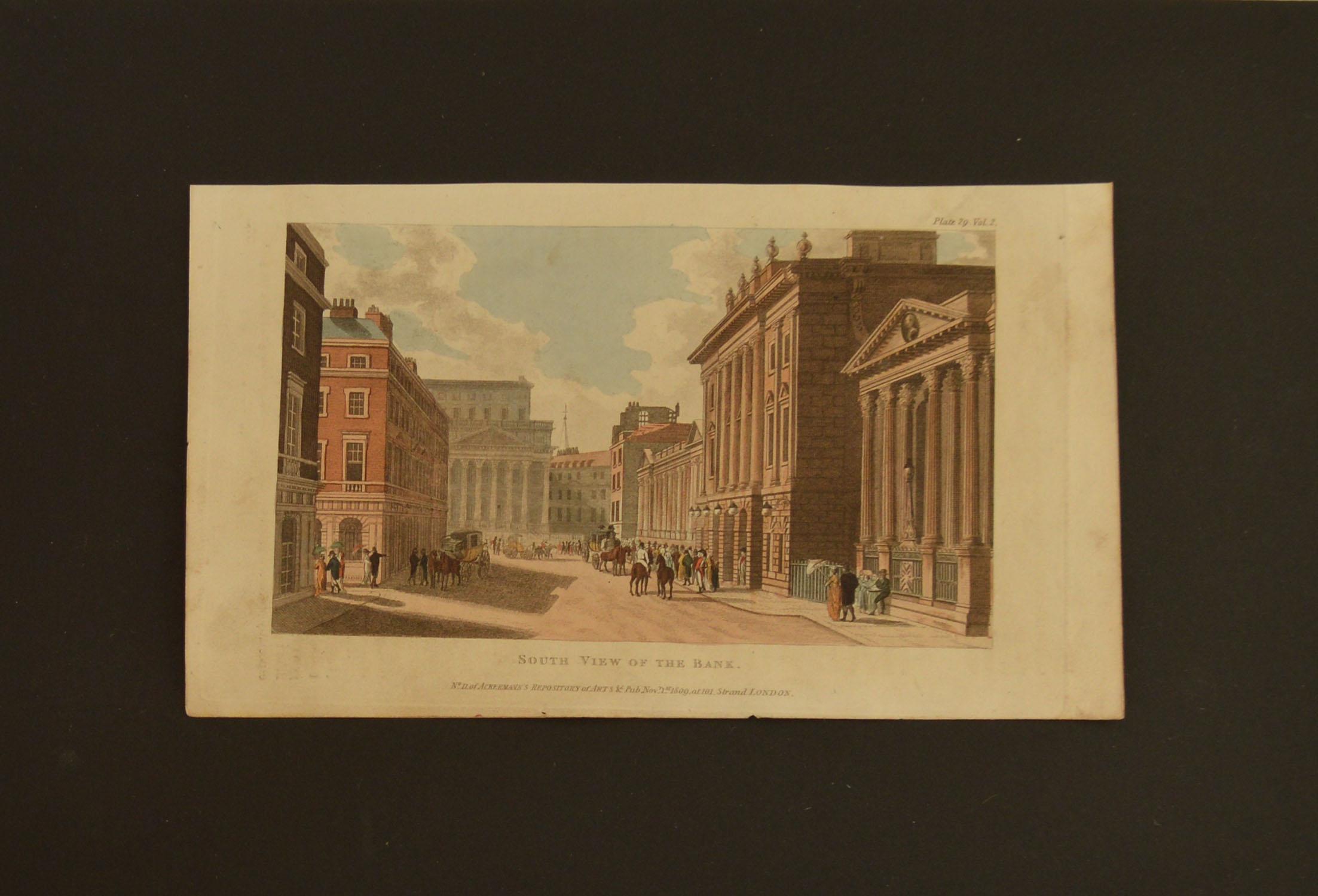 Early 19th Century Set of 5 Antique Architectural Prints of London after Pugin, Dated 1809