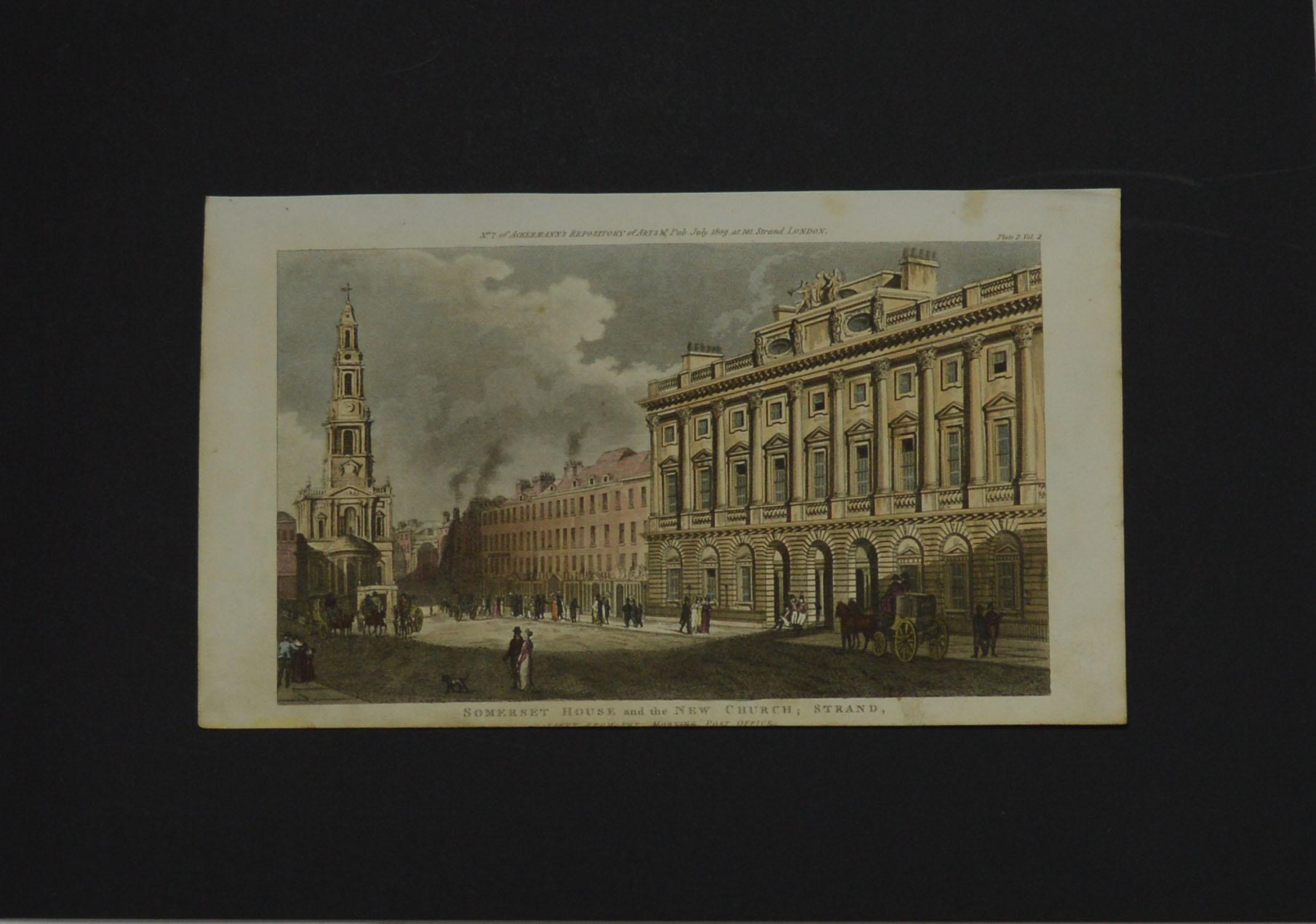 Early 19th Century Set of 5 Antique Architectural Prints of London after Pugin, Dated 1809