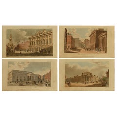 Set of 5 Antique Architectural Prints of London after Pugin, Dated 1809