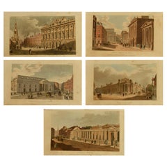 Set of 5 Antique Architectural Prints of London after Pugin, Dated 1809