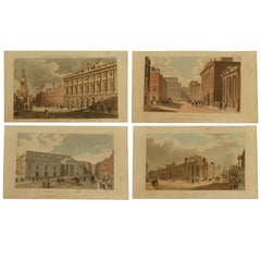 Set of 5 Antique Architectural Prints of London after Pugin, Dated 1809