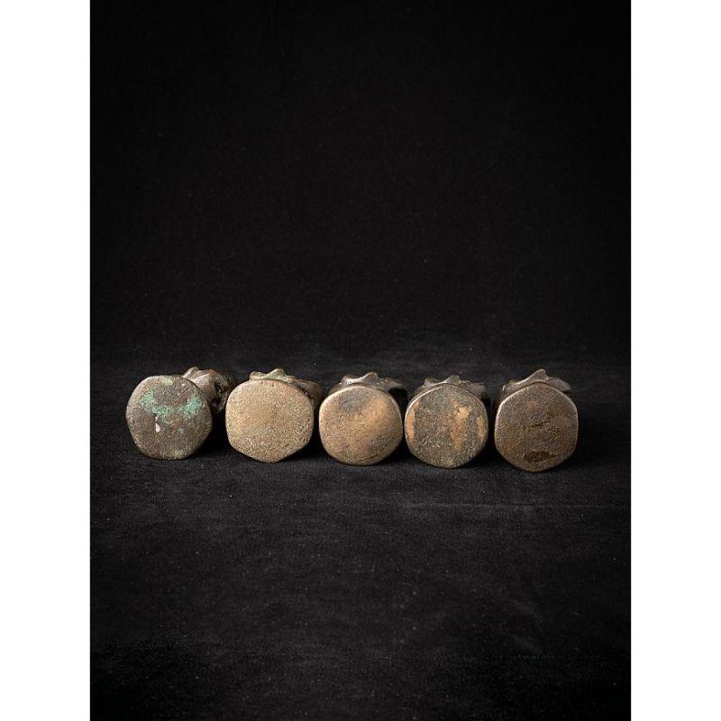 Set of 5 Antique Bronze Opium Weights from Burma For Sale 11