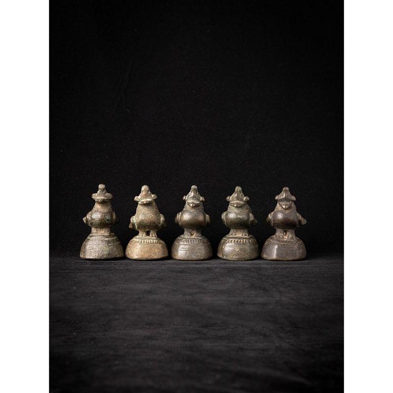 19th Century Set of 5 Antique Bronze Opium Weights from Burma For Sale