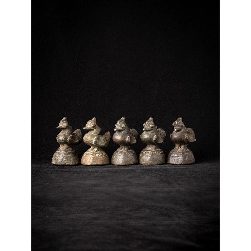 Juego de 5 pesas de opio antiguas de bronce de Birmania Bronce en venta
