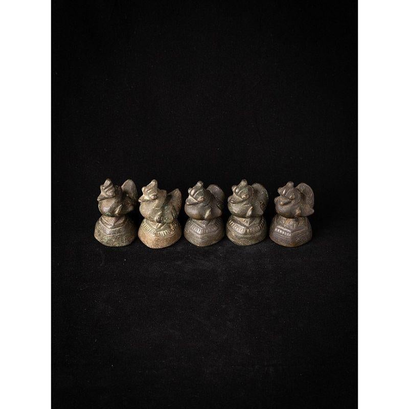 Set of 5 Antique Bronze Opium Weights from Burma For Sale 2