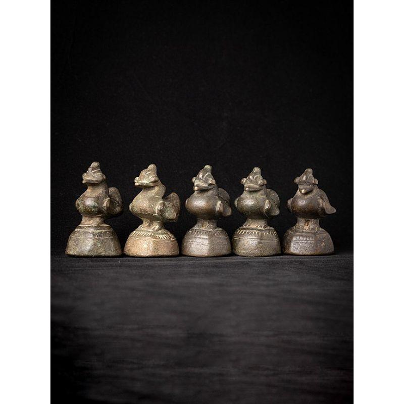 Set of 5 Antique Bronze Opium Weights from Burma For Sale 3