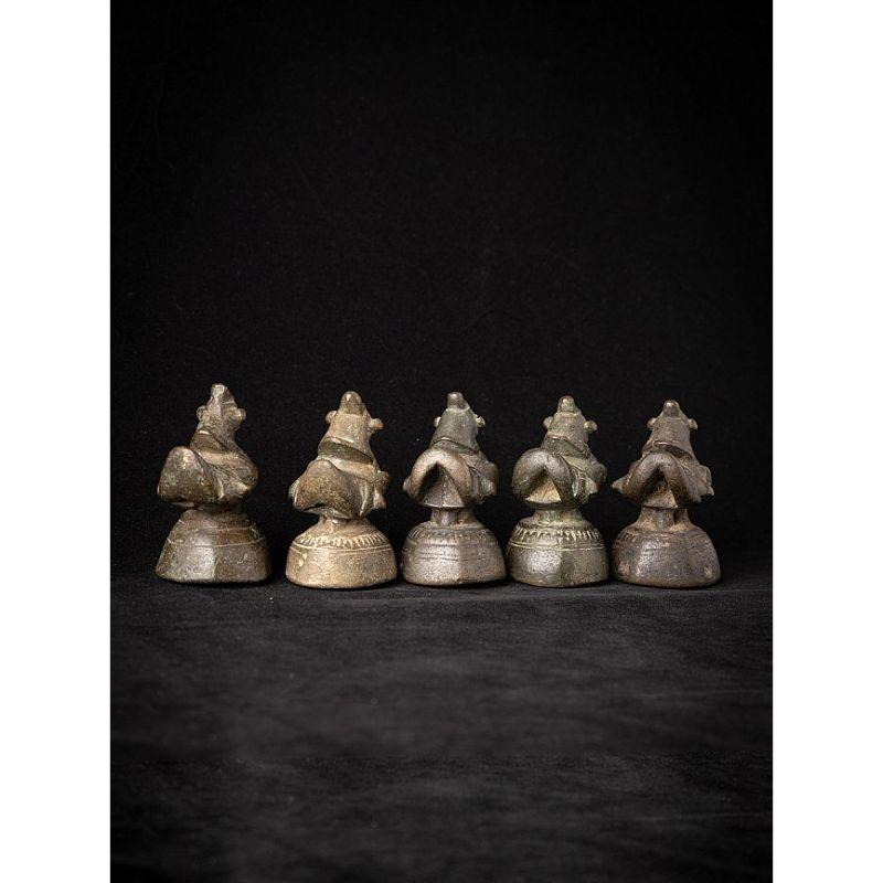 Set of 5 Antique Bronze Opium Weights from Burma For Sale 4