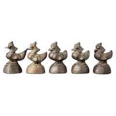 Set von 5 antiken Opiumgewichten aus Bronze aus Birma