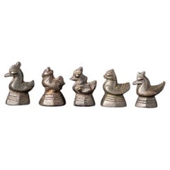 Lot de 5 poids en opium de bronze ancien de Birmanie