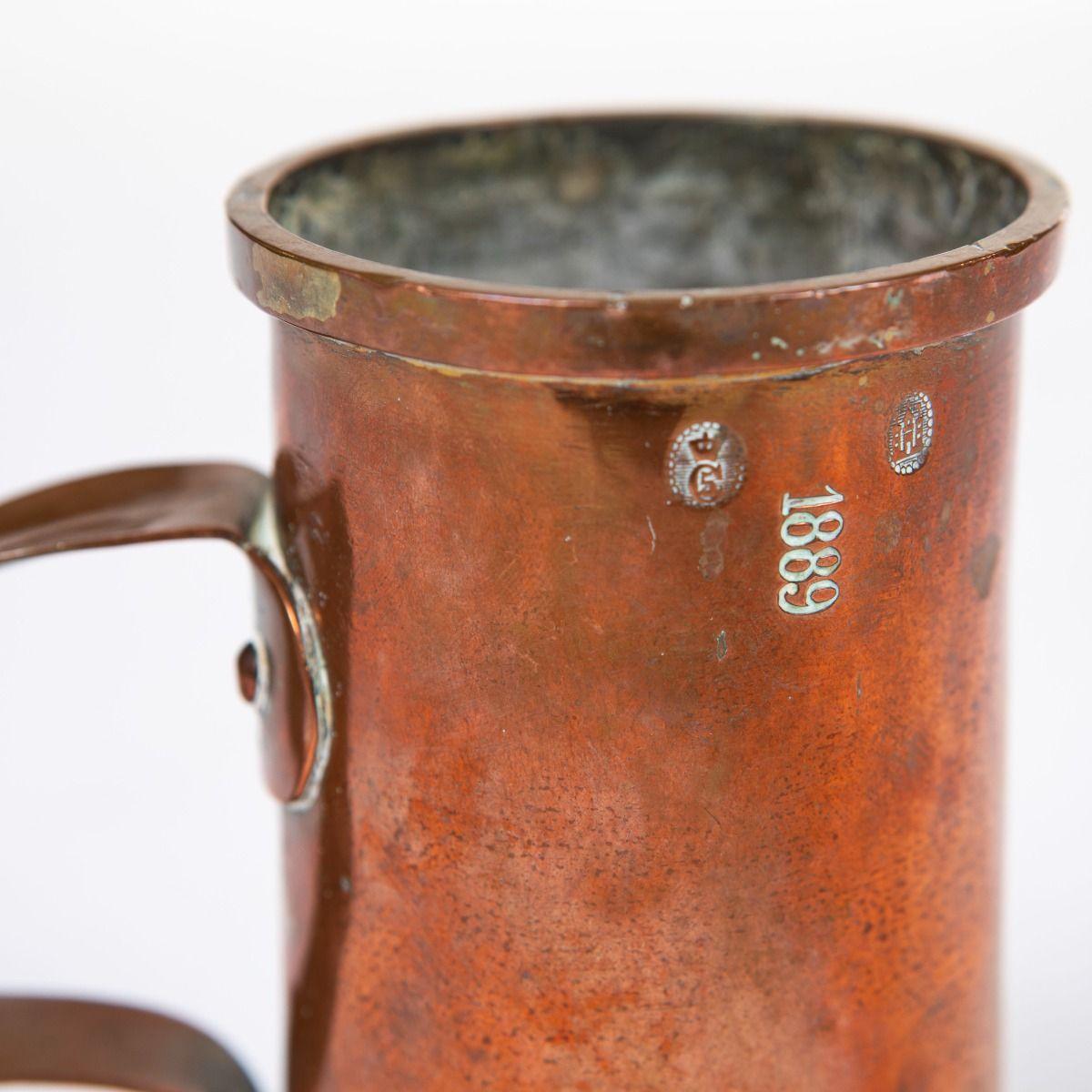 Set of 5 Antique Danish Copper Measuring Jugs, 1878, Certified and Tin-Lined For Sale 6