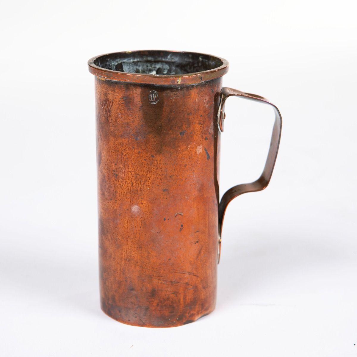 Set of 5 Antique Danish Copper Measuring Jugs, 1878, Certified and Tin-Lined In Good Condition For Sale In Kastrup, DK