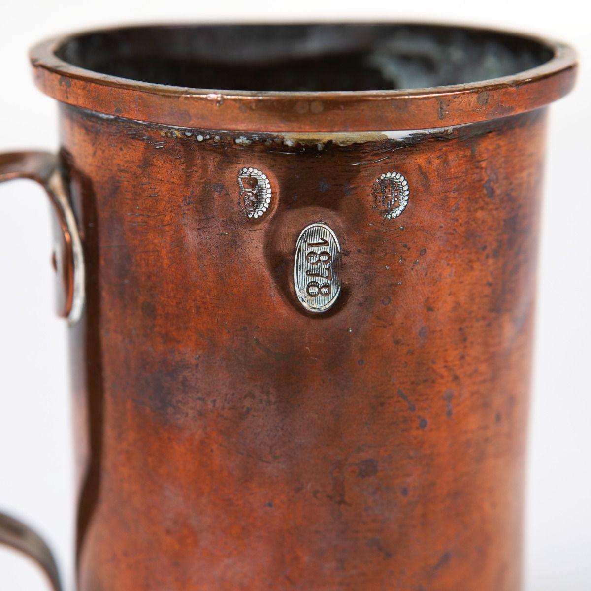 Set of 5 Antique Danish Copper Measuring Jugs, 1878, Certified and Tin-Lined For Sale 1