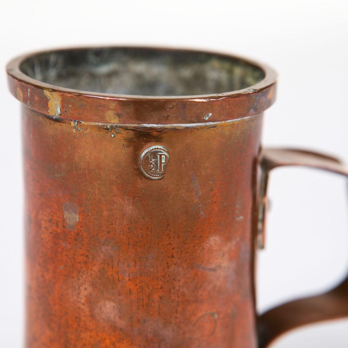 Set of 5 Antique Danish Copper Measuring Jugs, 1878, Certified and Tin-Lined For Sale 4