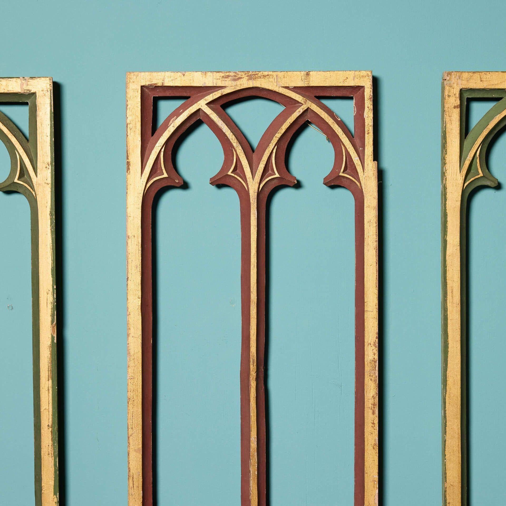 Set of 5 Antique Ecclesiastical Carved Panels In Fair Condition For Sale In Wormelow, Herefordshire