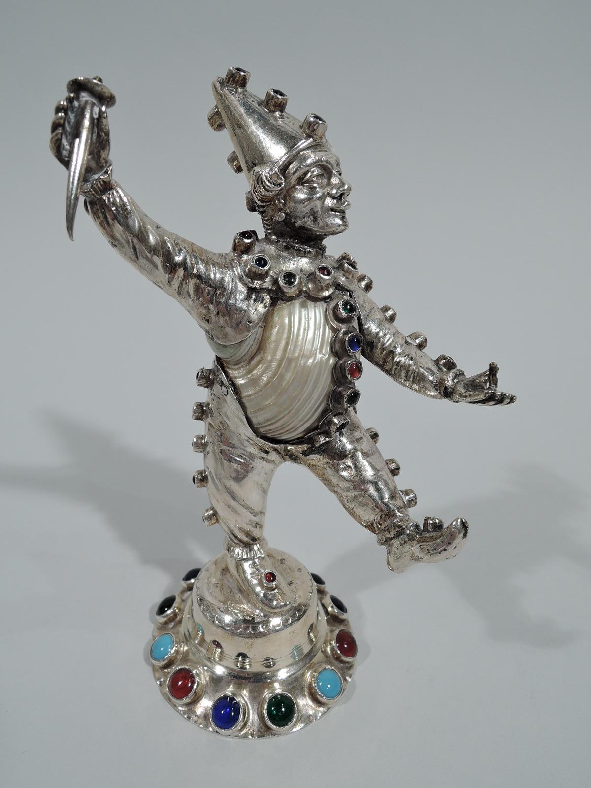 Set von 5 antiken deutschen juwelenbesetzten Silber- und Muschelfiguren aus dem Landleben im Angebot 1