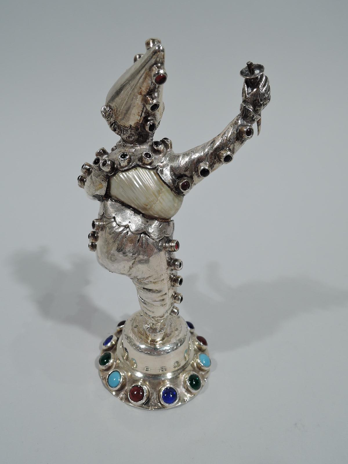 Set von 5 antiken deutschen juwelenbesetzten Silber- und Muschelfiguren aus dem Landleben im Angebot 2
