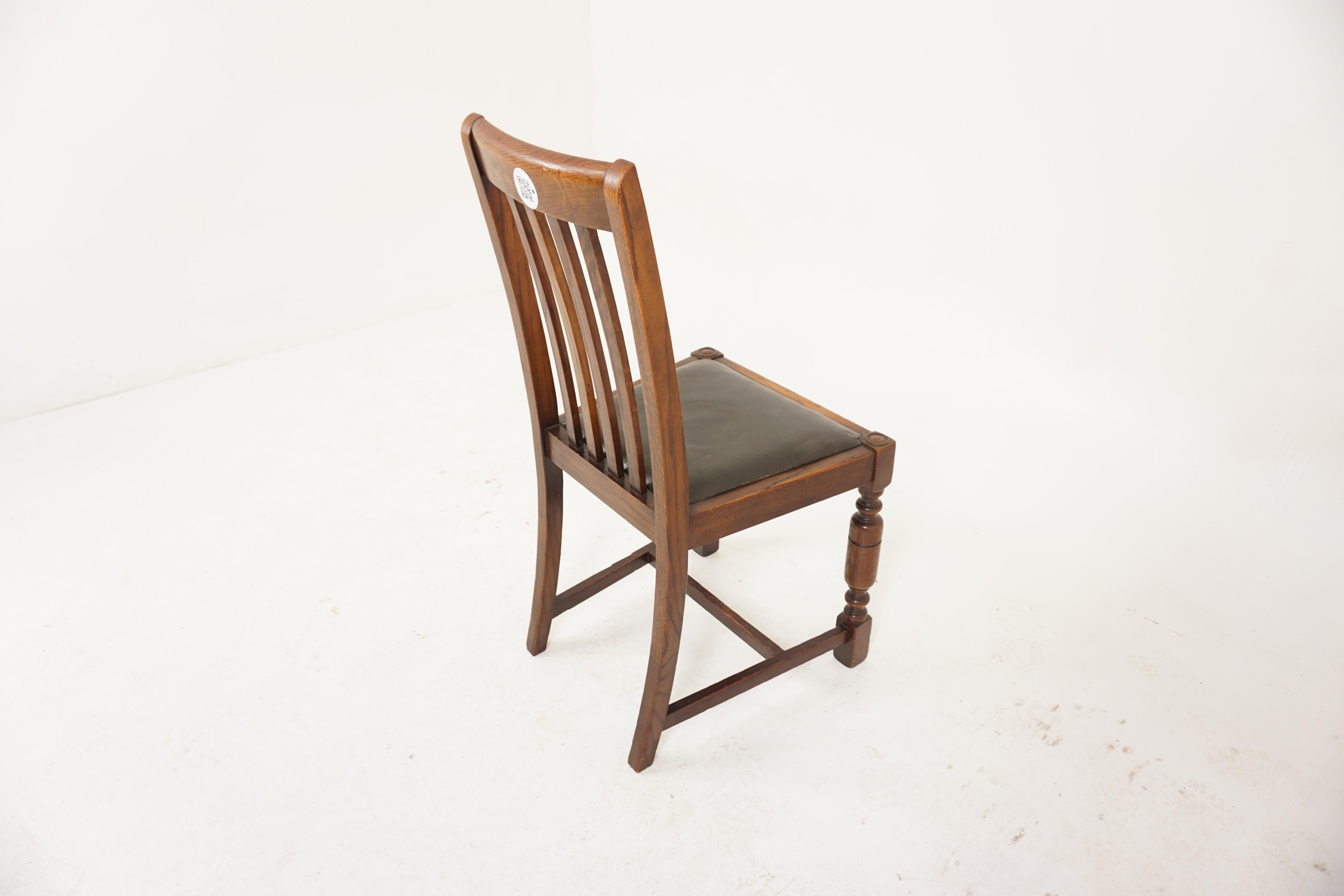 Set of 5 Antique High Back Oak Dining Chairs, Scotland 1920 at 1stDibs