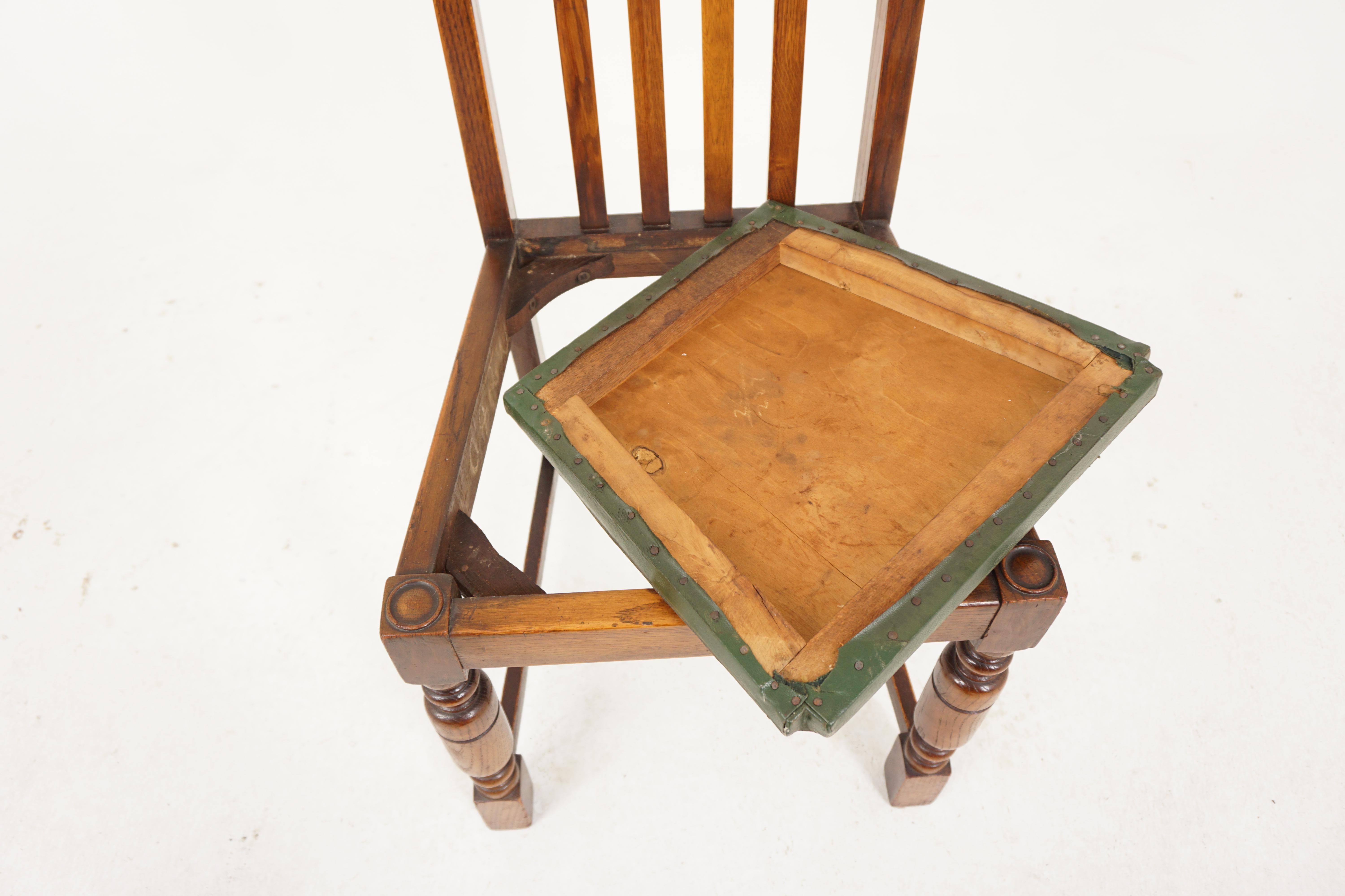 Set of 5 Antique High Back Oak Dining Chairs, Scotland 1920 at 1stDibs
