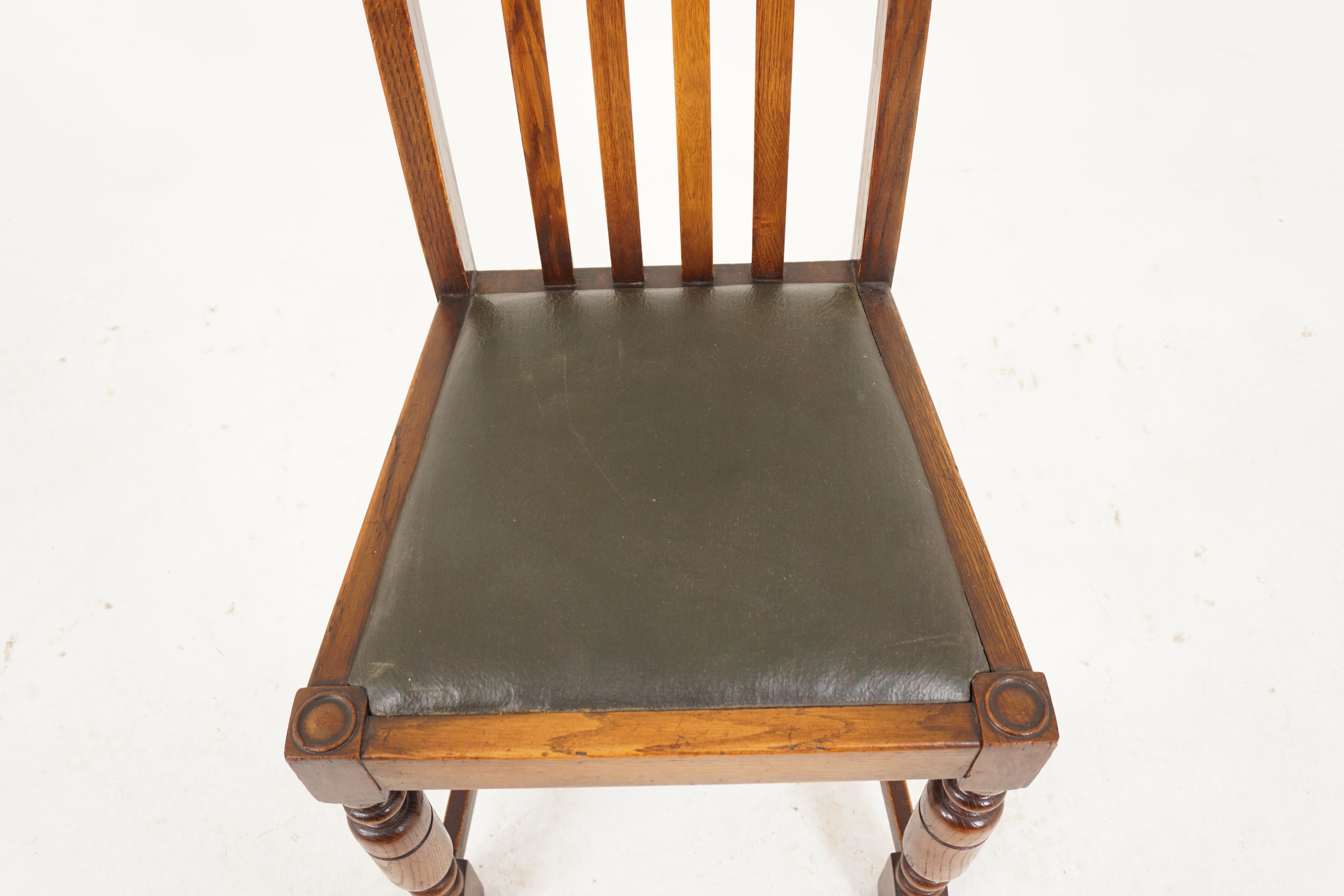 Set of 5 Antique High Back Oak Dining Chairs, Scotland 1920 at 1stDibs
