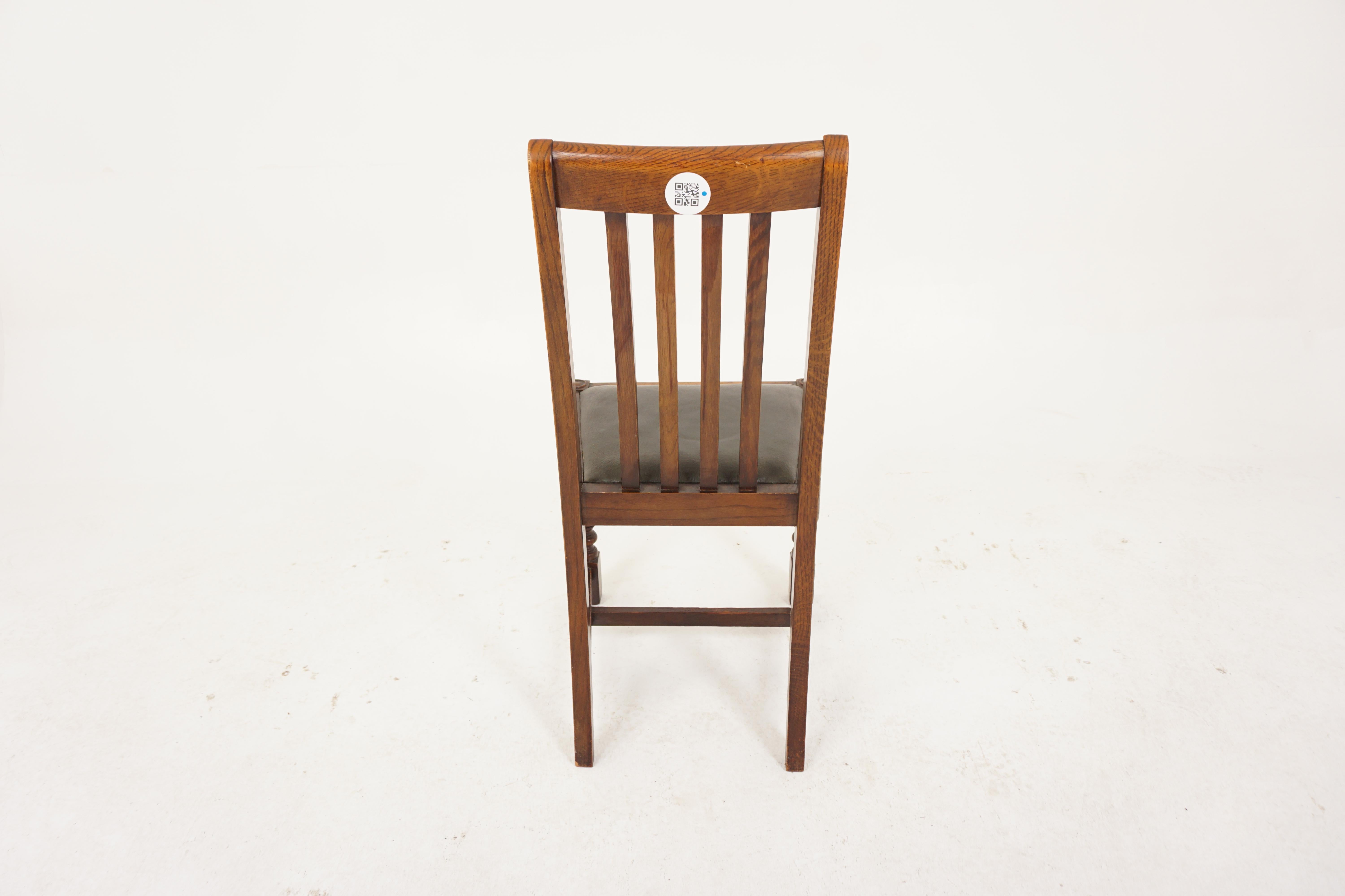 Set of 5 Antique High Back Oak Dining Chairs, Scotland 1920 at 1stDibs