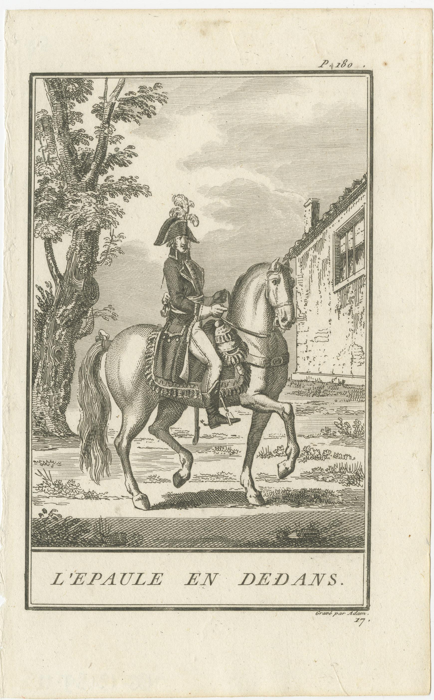 Set of 5 Antique Horse Riding Prints, Le Piaffer, La Galopade, La Courbette For Sale 1