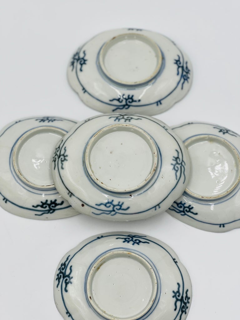 Set of 5 Antique Japanese Imari Porcelain Sauce / Sushi Dishes For Sale