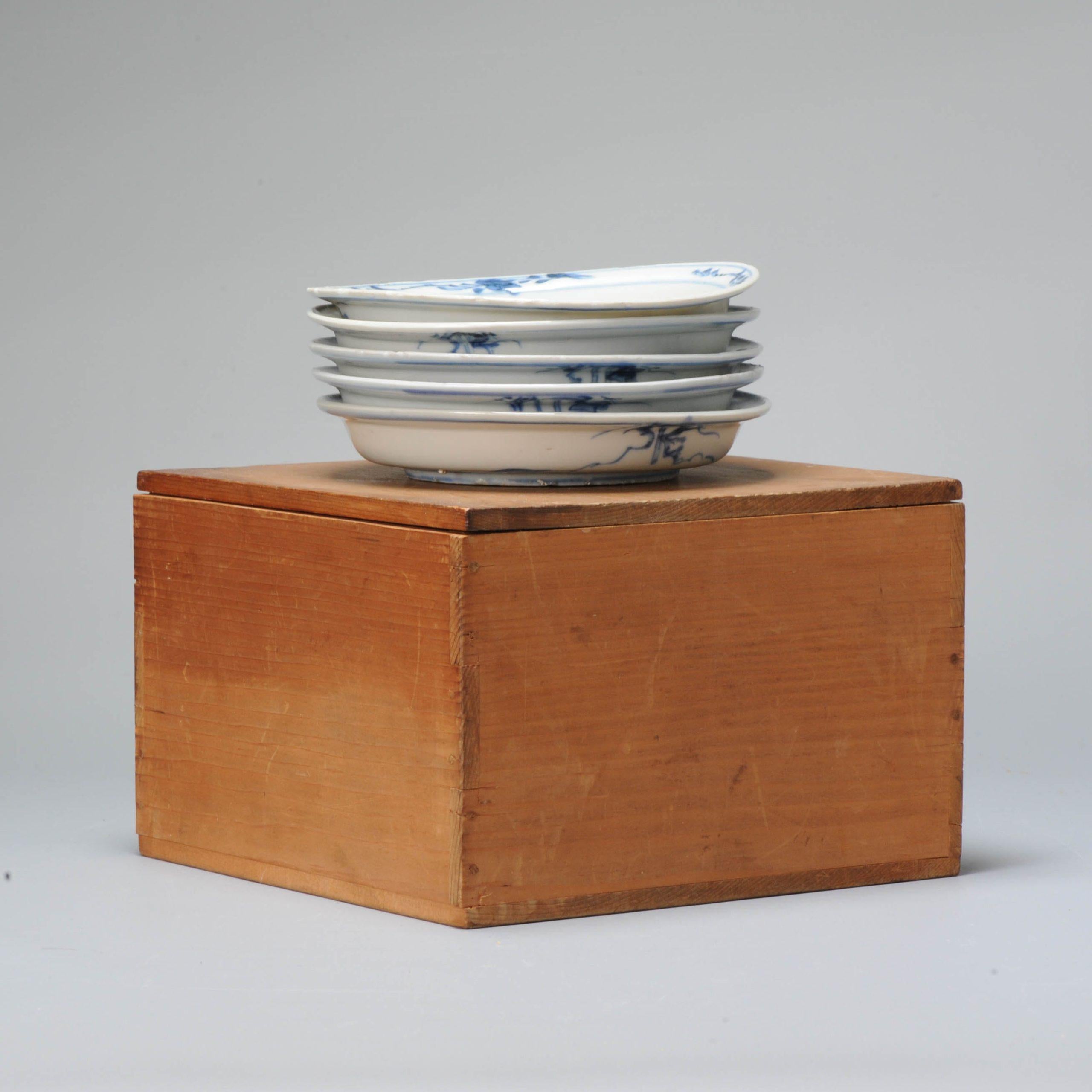 Set of 5 Antique Kaiseki Chinese Porcelain Kosometsuke Dishes, 17th Century In Good Condition For Sale In Amsterdam, Noord Holland