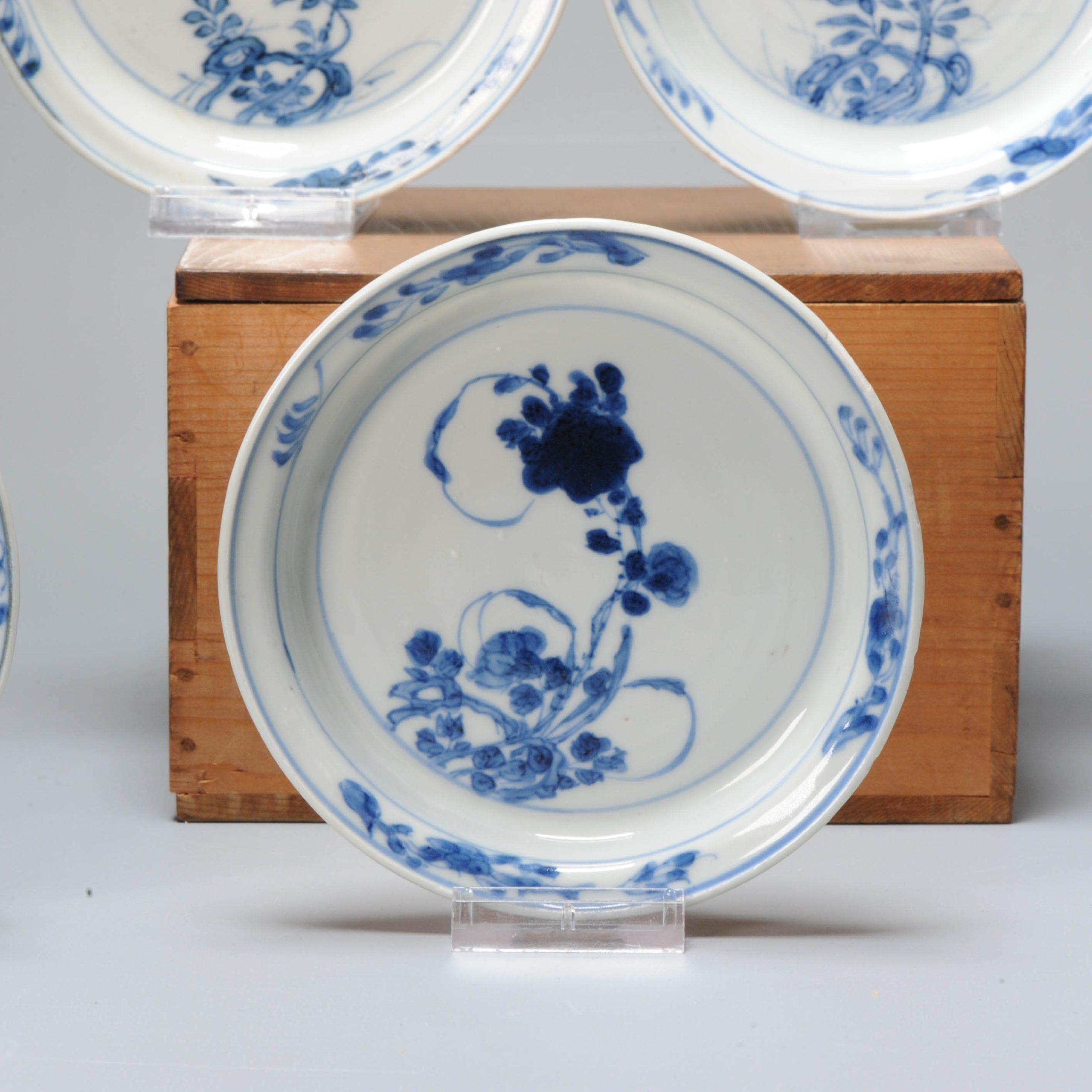 18th Century and Earlier Set of 5 Antique Kaiseki Chinese Porcelain Kosometsuke Dishes, 17th Century For Sale