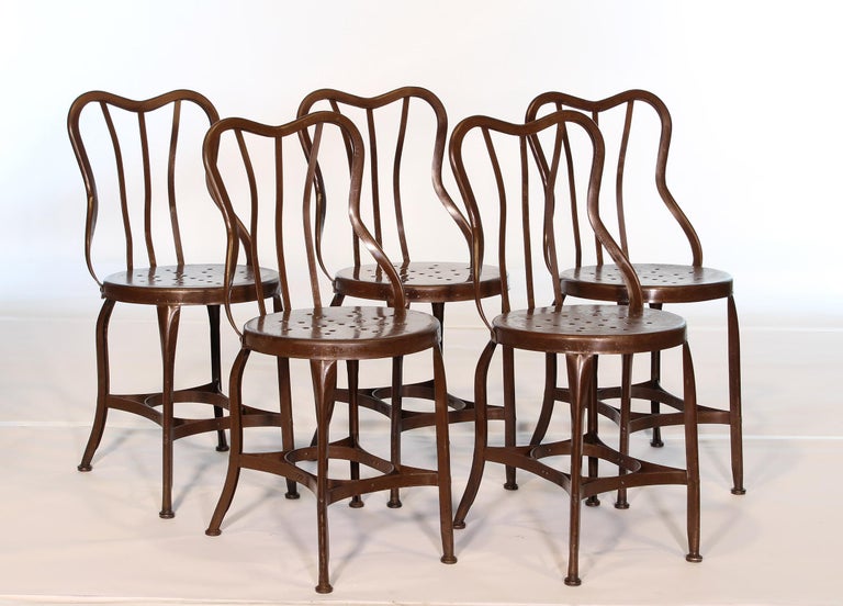 Set of 5 Antique Metal Cafe Chairs by Toledo For Sale at 1stdibs