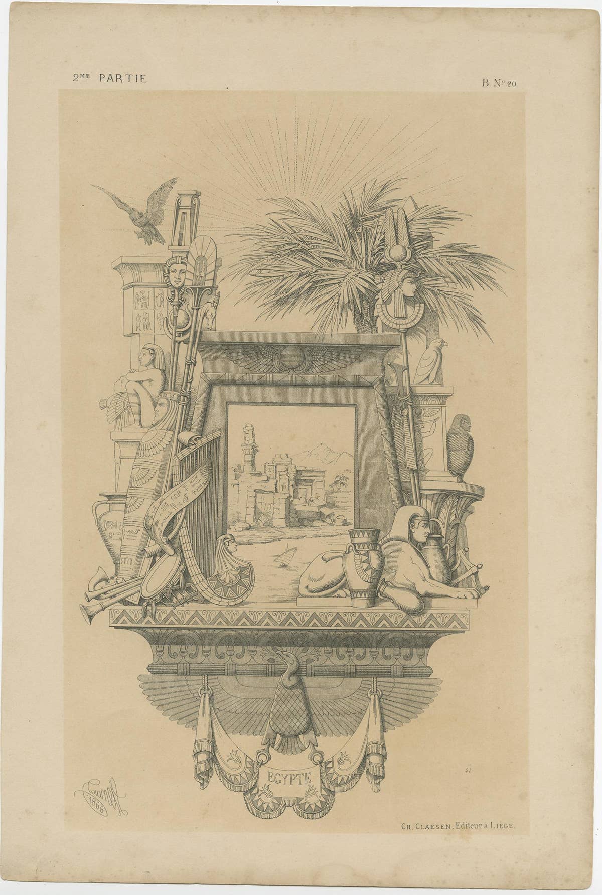 Set of 5 Antique Prints Depicting Various Ornaments by Claesen, circa 1866