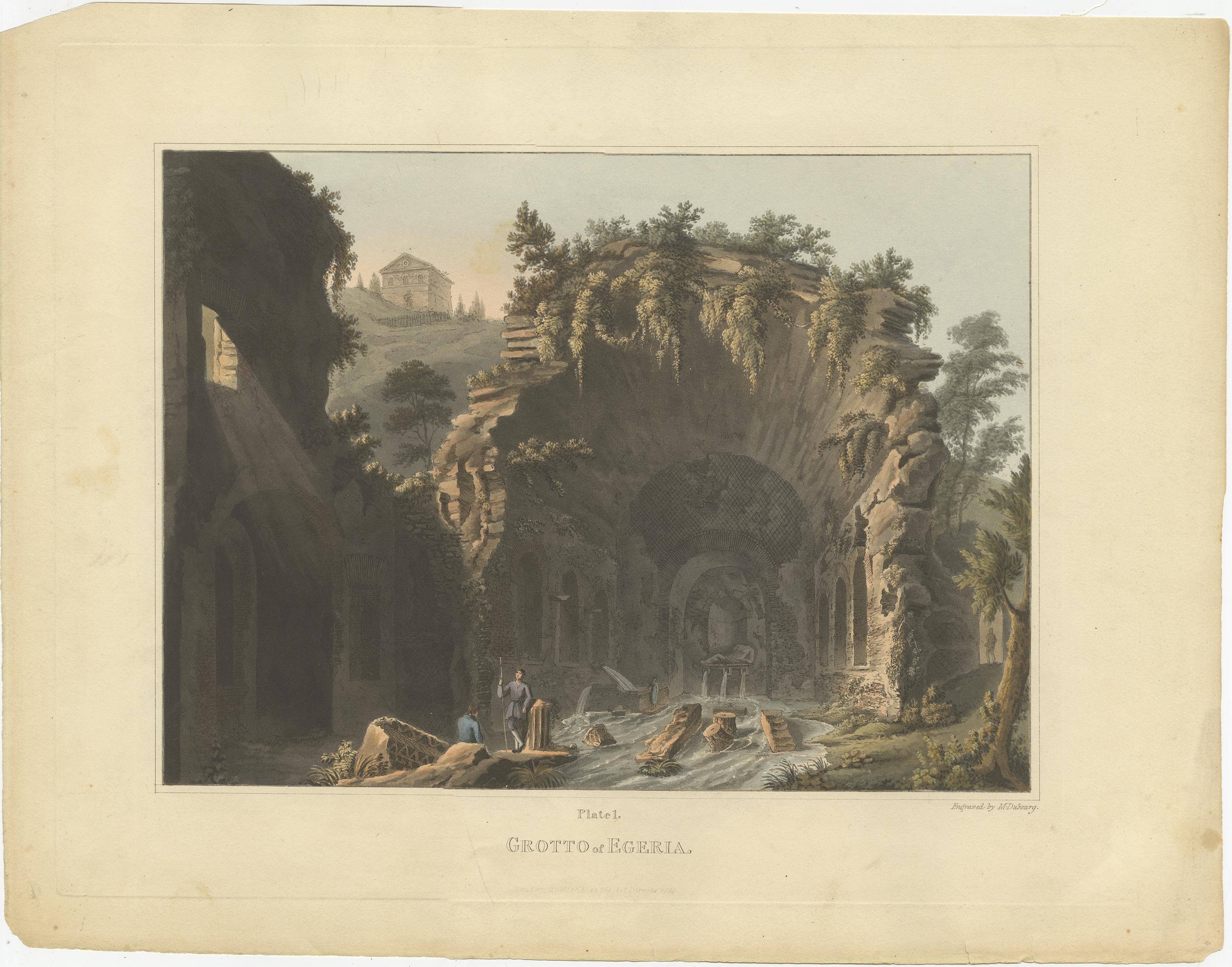 European Set of 5 Antique Prints of Ancient Buildings in Rome and its Vicinity, 1844 For Sale