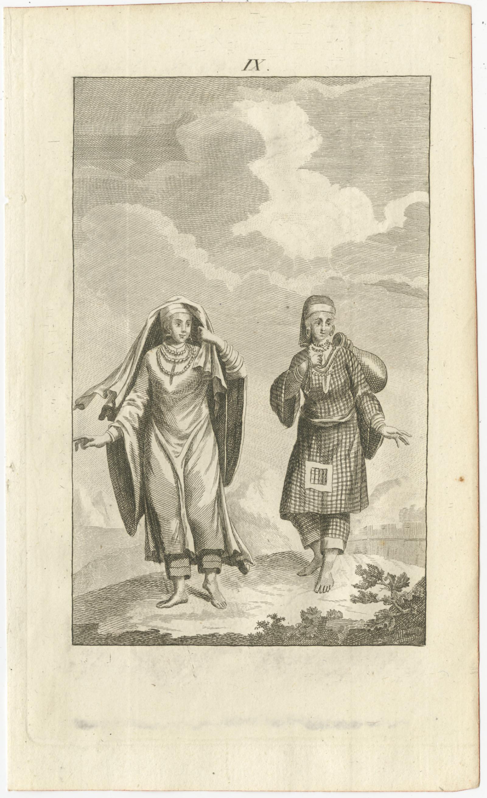 XVIIIe siècle Ensemble de 5 estampes anciennes de costumes arabes, 1780 en vente