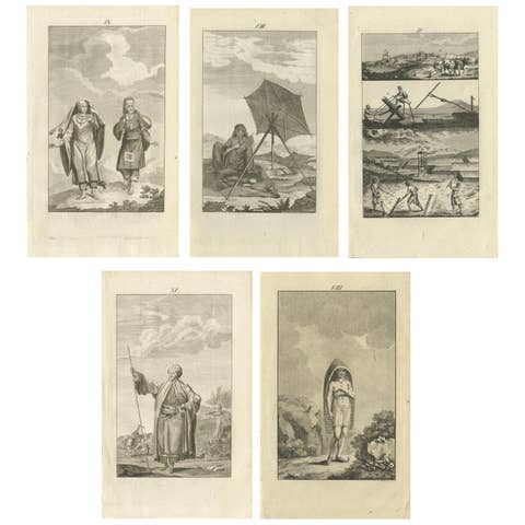 Set of 5 Antique Prints of Arabian Costumes, 1780