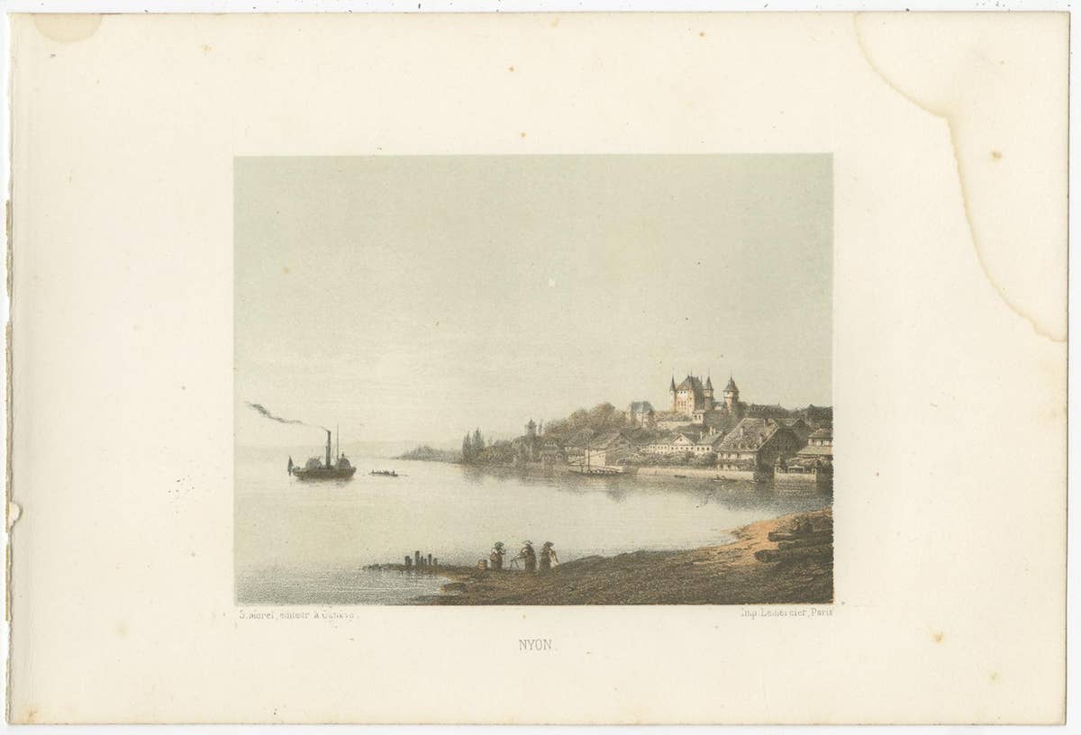 Set of 5 Antique Prints of Switzerland, Lakes, by Morel 'circa 1850'