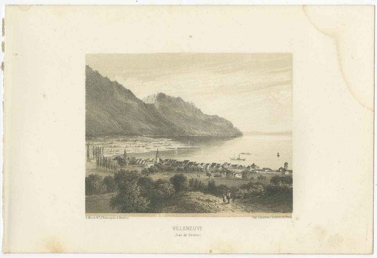 Set of 5 Antique Prints of Switzerland, Lakes, by Morel 'circa 1850'