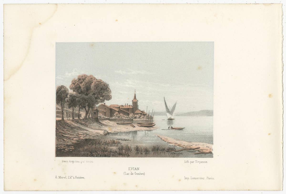Set of 5 Antique Prints of Switzerland, Lakes, by Morel 'circa 1850'