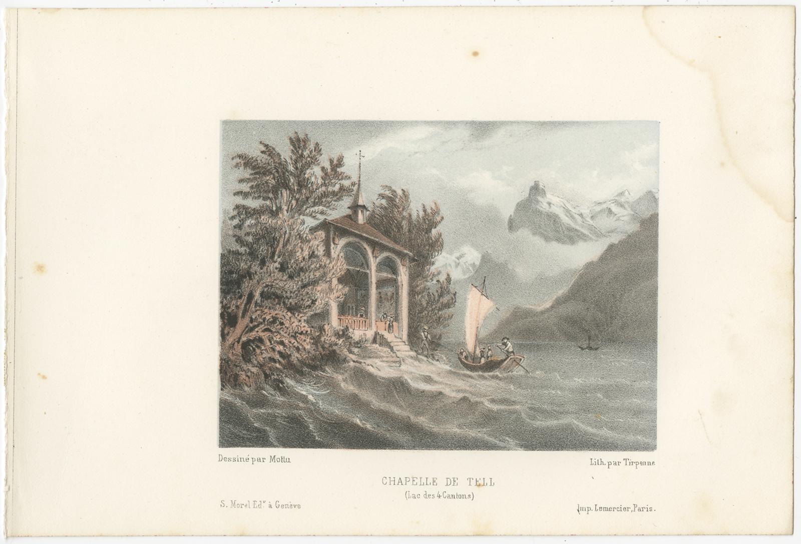Set of 5 Antique Prints of Switzerland, Lakes, by Morel 'circa 1850' For Sale 1