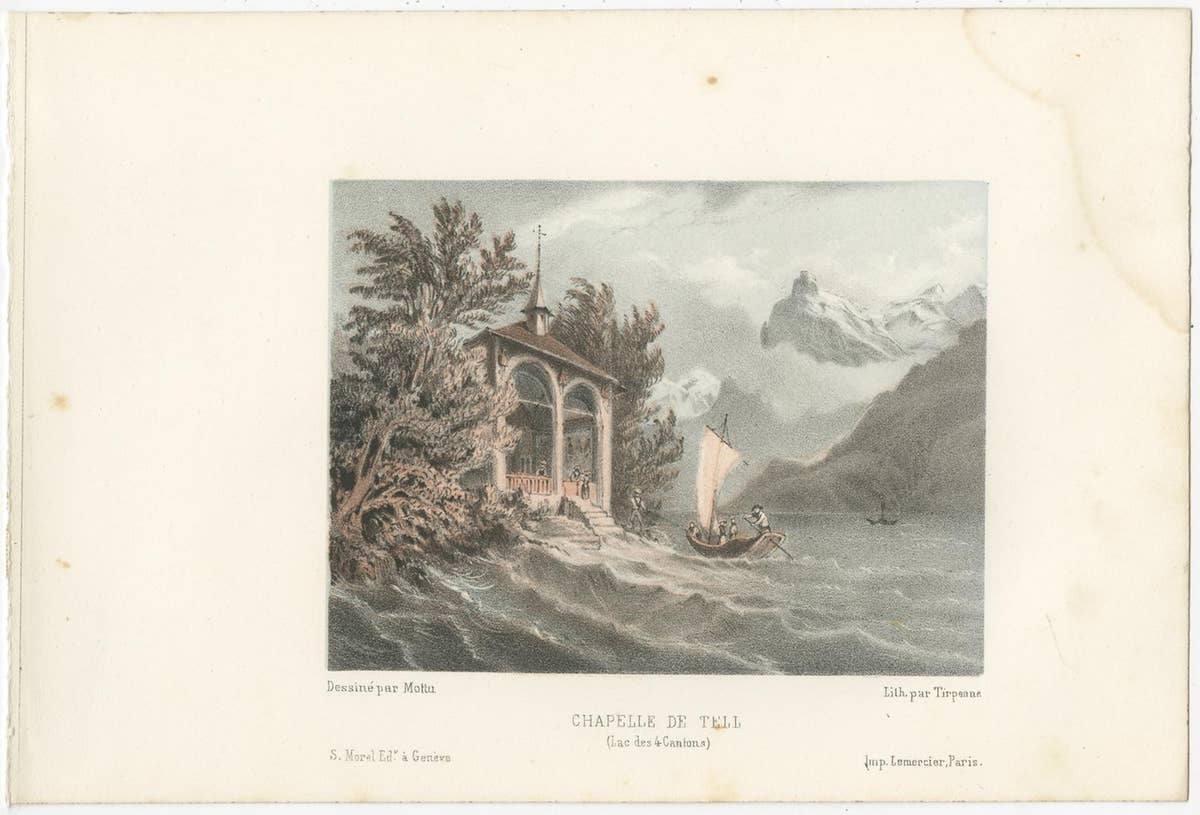 Set of 5 Antique Prints of Switzerland, Lakes, by Morel 'circa 1850'