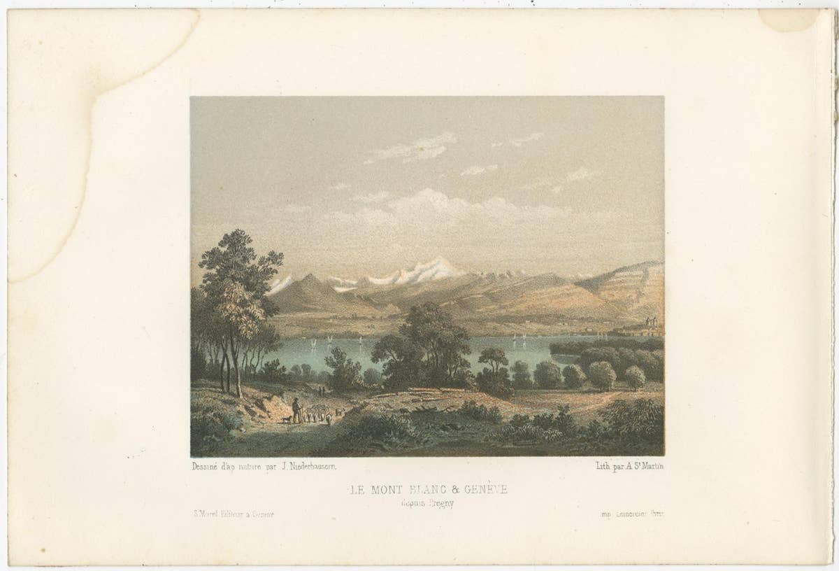 Set of 5 Antique Prints of Switzerland - Mont Blanc - by Morel (c.1850)