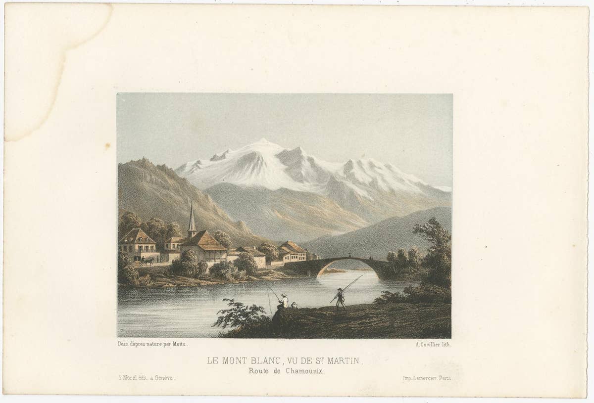 Set of 5 Antique Prints of Switzerland - Mont Blanc - by Morel (c.1850)