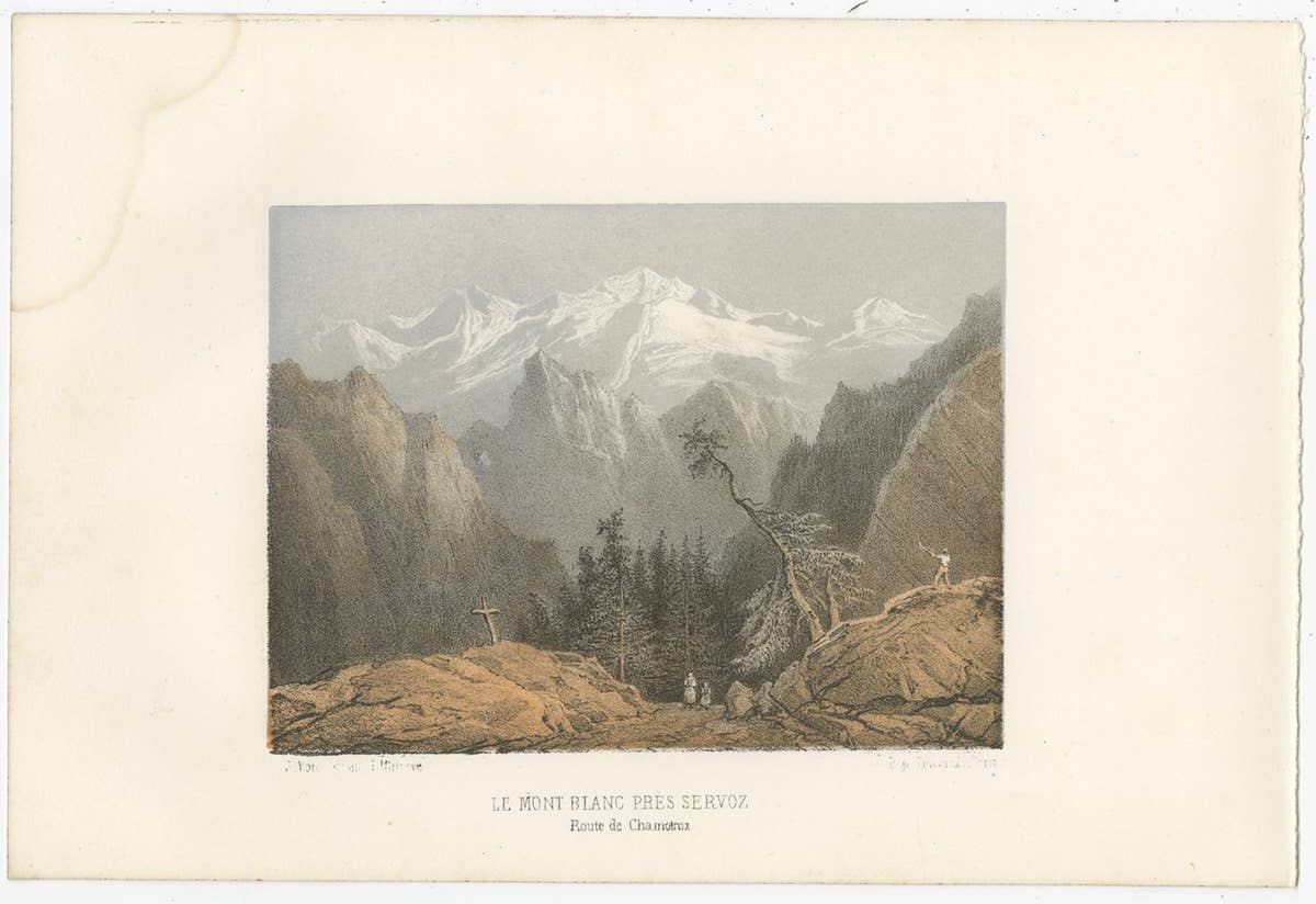 Set of 5 Antique Prints of Switzerland - Mont Blanc - by Morel (c.1850)