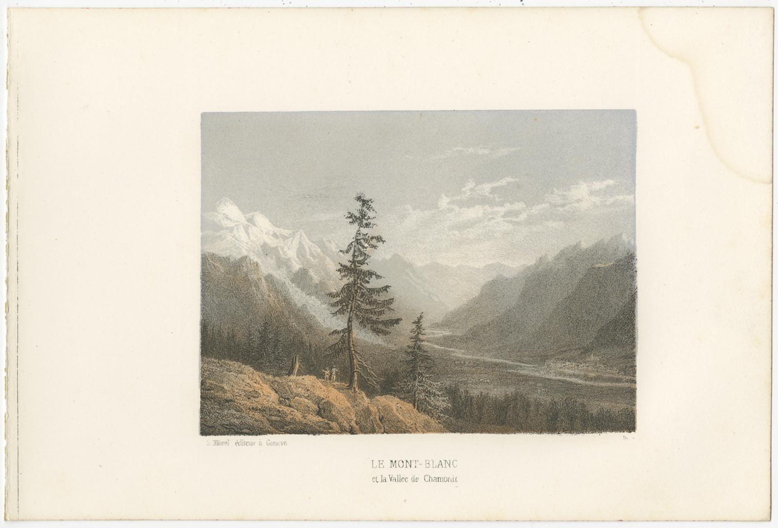 Set of 5 Antique Prints of Switzerland - Mont Blanc - by Morel (c.1850) For Sale 1