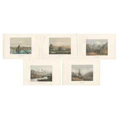 Set of 5 Antique Prints of Switzerland - Mont Blanc - by Morel (c.1850)